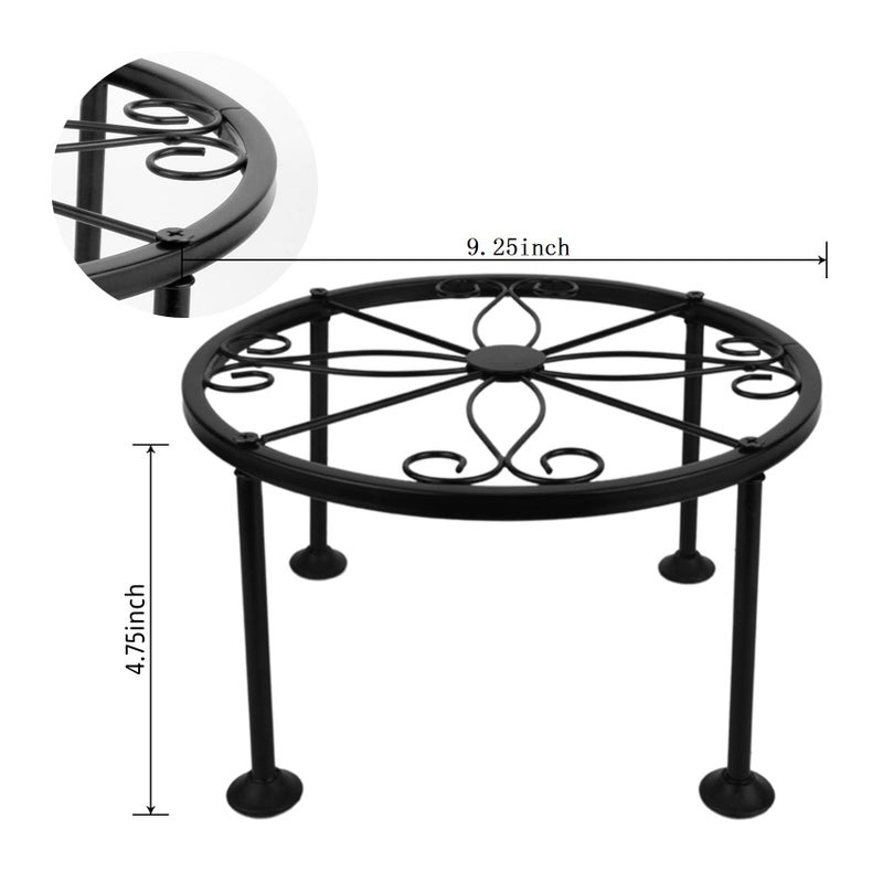 CREHODEC 2 Pack 9 Inches Metal Plant Stand Outdoor Indoor  Flower Pot Planter Holder  Rustproof Iron Stands Perfect for Beverage Dispenser  Balcony  Garden  Patio  Porch  Heavy Duty Garden Container - Image 3
